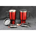 Red Heated Stainless Steel Plug-in Travel Mugs (Case of 2)