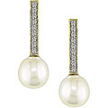 14k Gold South Sea Pearl and Diamond Earrings (9.5-10.5mm)
