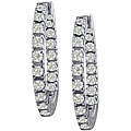 14k White Gold 1ct TDW Diamond Inside-out Hoops (I-J, I1)