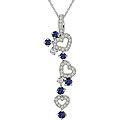 14k Gold 3/8ct TDW Diamond Sapphire Necklace (H/I/J, I1-2)