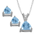 10k White Gold Blue Topaz Pendant and Earrings Set