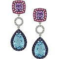 14k Gold Multi-Gemstone 1/10ct Diamond Earrings