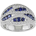 14k White Gold 2/5ct TDW Diamond and Sapphire Ring