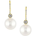14k Gold South Sea Pearl 1/6ct Diamond Earrings