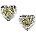 14k White Gold Yellow Sapphire Heart Earrings