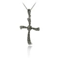 Sterling Silver Marcasite Cross Necklace