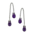 14k Gold Amethyst and 3/8ct TDW Diamond Earrings