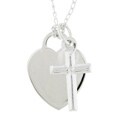 Sterling Silver Engraveable Heart & Cross Necklace