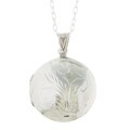 Sterling Silver Round Engraved Locket Necklace