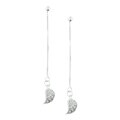 Sterling Silver Leaf Cubic Zirconia Drop Earrings