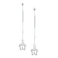 Sterling Silver Butterfly CZ Drop Earrings