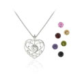 Sterling Silver Interchangeable CZ Heart Necklace
