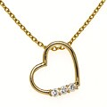 14k Yellow Gold Polished 3-stone Heart Necklace