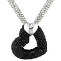 14k White Gold White and Black Heart Necklace