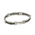Stainless Steel and Black Cable Bracelet