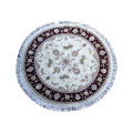 Chinese Sino Tabriz Round Ivory Silk Rug (4' x 4')