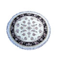 Chinese Sino Tabriz Round Ivory Silk Rug (4' x 4')