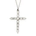 14k White Gold 1ct TDW Diamond Cross Necklace (G-H, I1)