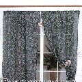 Elegant Foliage Velvet Print Sheer Curtain Pair