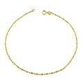 14k Yellow Gold Round and Long Bead Anklet