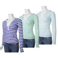 Pinkie P Striped Long-sleeve Button Hoodie