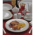 Ricamo 49-piece Gold Rim Porcelain Dinnerware Set