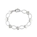 14k White Gold Heart and Oval Link Bracelet