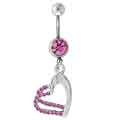 Steel Dangling Jeweled Heart Curved Barbell
