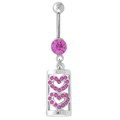 Dangling Jeweled Hearts Box Curved Barbell