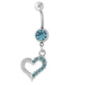Surgical Steel Dangling Heart Curved Barbell