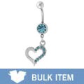 Surgical Steel Dangling Heart Barbell (Case of 4)