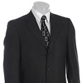 Perry Ellis Men's Grey Stripe 3-button Wool Suit