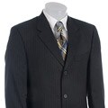 Perry Ellis Men's Grey/ Blue Stripe 3-button Wool Suit