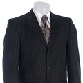 Perry Ellis Men's Black Pinstripe 3-button Wool Suit