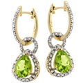 14k Gold Peridot and 1/3ct TDW Diamond Earrings