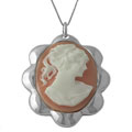 Sterling Silver Pink Lady Cameo Necklace