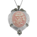 Sterling Silver Flower Cameo Necklace