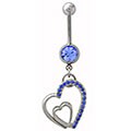 Dangling Intertwined Hearts Curved Belly Rings (Case of 4)