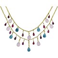 14k Yellow Gold Two-row Multi-gemstone Necklace