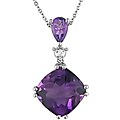 14k Gold Amethyst and Diamond Accent Necklace