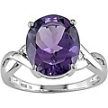 14k White Gold Amethyst and Diamond Accent Ring