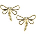 10k Yellow Gold Diamond Accent Dragonfly Earrings