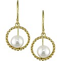 10k Yellow Gold Freshwater Pearl Circle Earrings