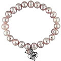 Pink Freshwater Pearl and Silver Heart Bracelet