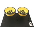 Elevated Luxury Pet Dishes Orange or Yellow with Placemat