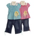 Coney Island Infant Girl's 2-piece Denim Capri Set