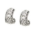 Sterling Silver Antique Finish Link Half Hoop Earrings