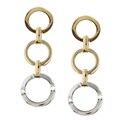 14k Gold over Silver CZ Circle Drop Earrings