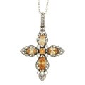 Sterling Silver and Champagne CZ Cross Necklace