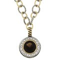 Sterling Silver and CZ Round Smokey Topaz Necklace